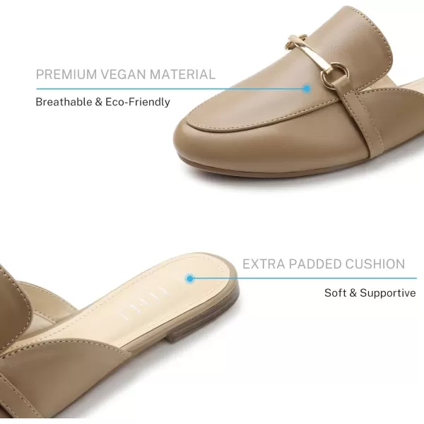 MUSSHOE Mules for Woman Buckle Flats Comfortable Slip on Women Mules Flats Shoes Backless Loafers