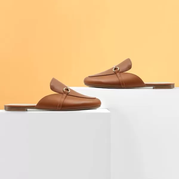 MUSSHOE Mules for Woman Buckle Flats Comfortable Slip on Women Mules Flats Shoes Backless Loafers
