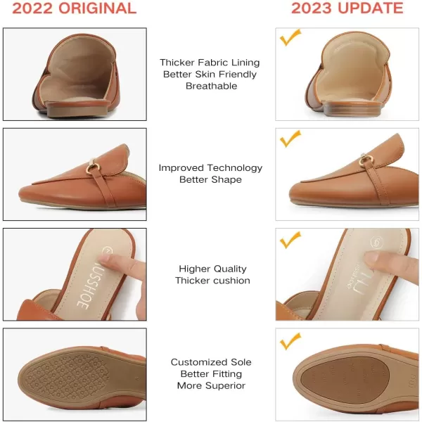 MUSSHOE Mules for Woman Buckle Flats Comfortable Slip on Women Mules Flats Shoes Backless Loafers