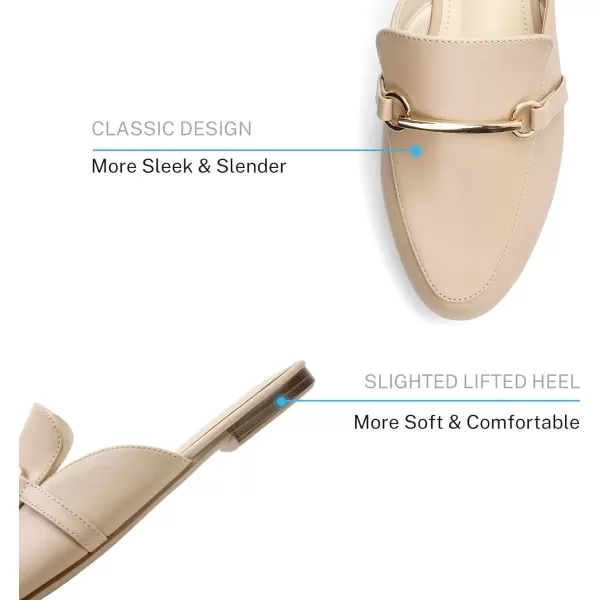 MUSSHOE Mules for Woman Buckle Flats Comfortable Slip on Women Mules Flats Shoes Backless Loafers