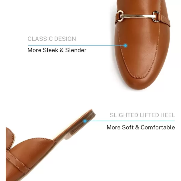 MUSSHOE Mules for Woman Buckle Flats Comfortable Slip on Women Mules Flats Shoes Backless Loafers