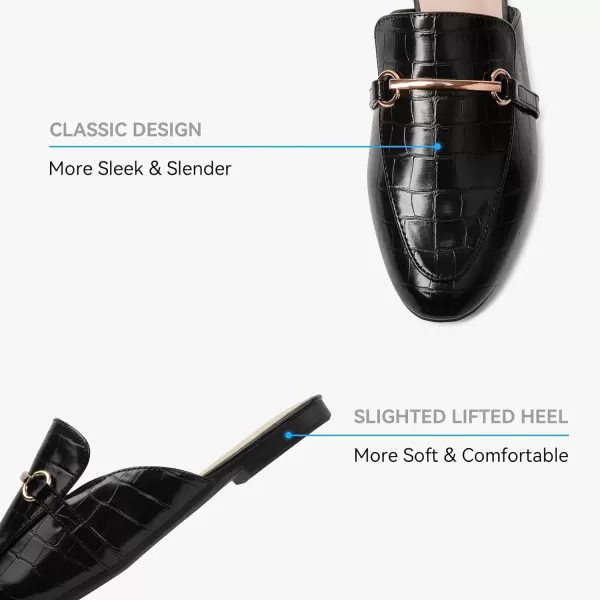 MUSSHOE Mules for Woman Buckle Flats Comfortable Slip on Women Mules Flats Shoes Backless Loafers