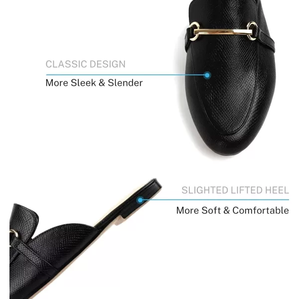 MUSSHOE Mules for Woman Buckle Flats Comfortable Slip on Women Mules Flats Shoes Backless Loafers