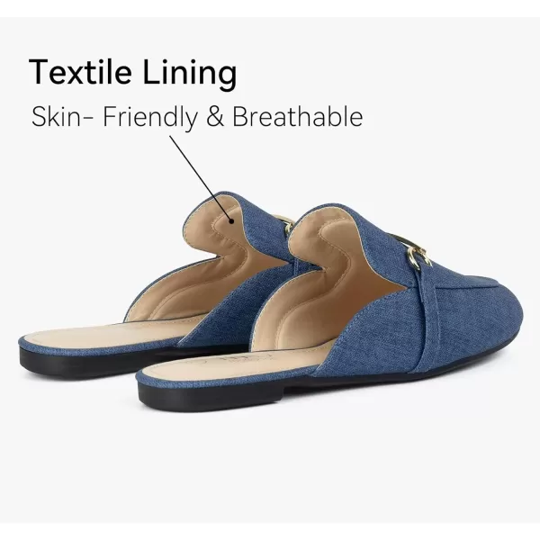 MUSSHOE Mules for Woman Buckle Flats Comfortable Slip on Women Mules Flats Shoes Backless Loafers