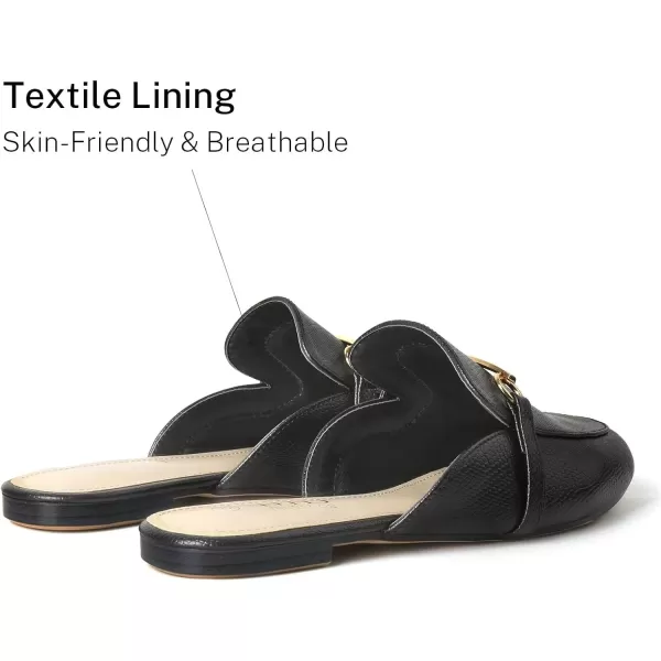 MUSSHOE Mules for Woman Buckle Flats Comfortable Slip on Women Mules Flats Shoes Backless Loafers