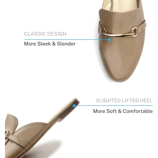 MUSSHOE Mules for Woman Buckle Flats Comfortable Slip on Women Mules Flats Shoes Backless Loafers