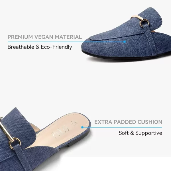 MUSSHOE Mules for Woman Buckle Flats Comfortable Slip on Women Mules Flats Shoes Backless Loafers