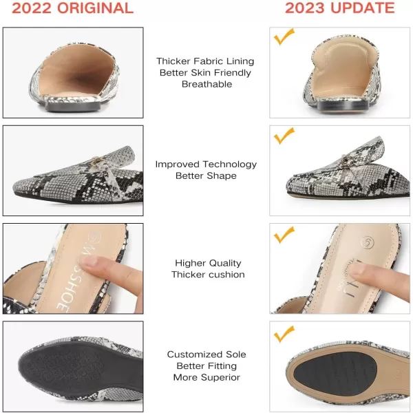 MUSSHOE Mules for Woman Buckle Flats Comfortable Slip on Women Mules Flats Shoes Backless Loafers