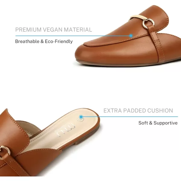 MUSSHOE Mules for Woman Buckle Flats Comfortable Slip on Women Mules Flats Shoes Backless Loafers