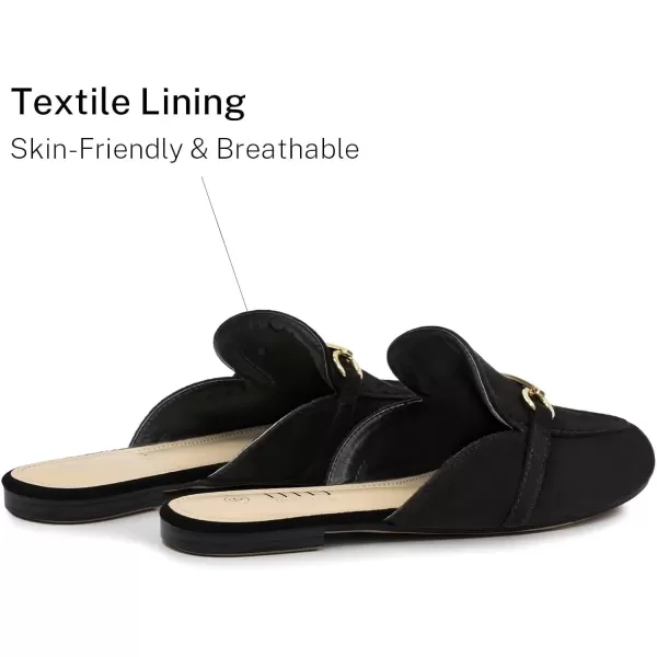 MUSSHOE Mules for Woman Buckle Flats Comfortable Slip on Women Mules Flats Shoes Backless Loafers