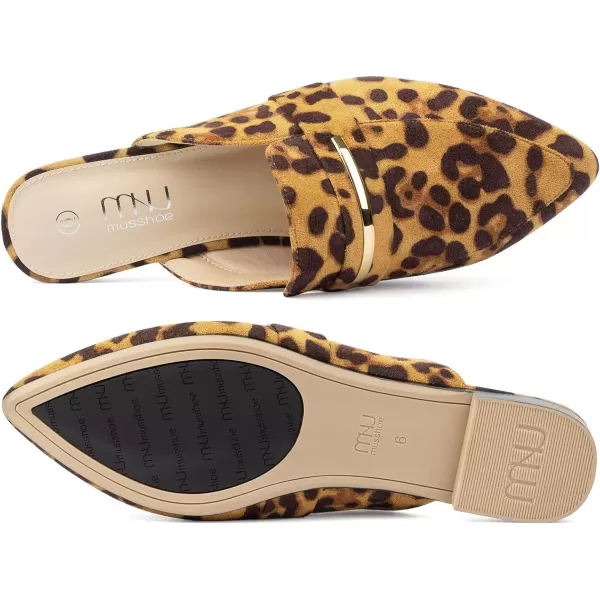 MUSSHOE Mules for Woman Pointed Toe Women's Bukle Mule Flat Slip-on Womens Mules Shoes Casual Fashion Party Work