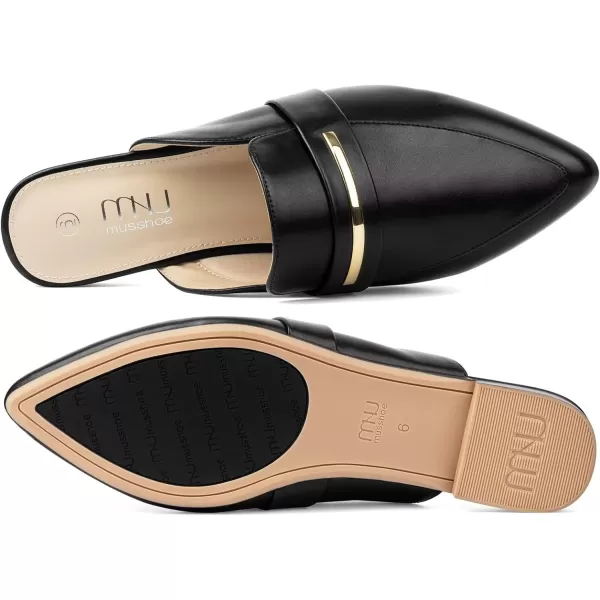 MUSSHOE Mules for Woman Pointed Toe Women's Bukle Mule Flat Slip-on Womens Mules Shoes Casual Fashion Party Work