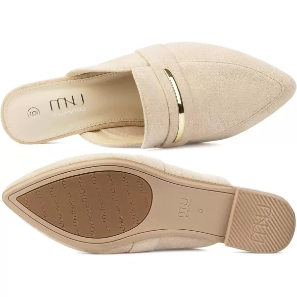 MUSSHOE Mules for Woman Pointed Toe Women's Bukle Mule Flat Slip-on Womens Mules Shoes Casual Fashion Party Work