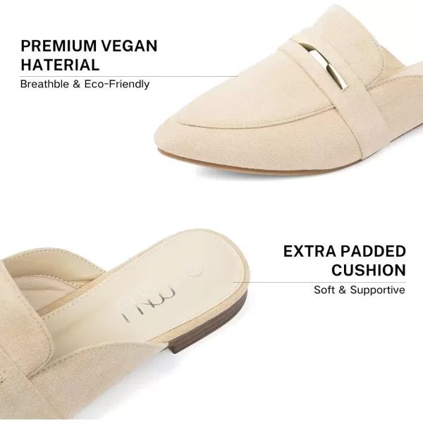 MUSSHOE Mules for Woman Pointed Toe Women's Bukle Mule Flat Slip-on Womens Mules Shoes Casual Fashion Party Work