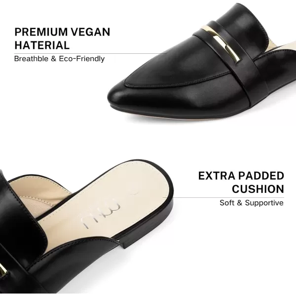 MUSSHOE Mules for Woman Pointed Toe Women's Bukle Mule Flat Slip-on Womens Mules Shoes Casual Fashion Party Work