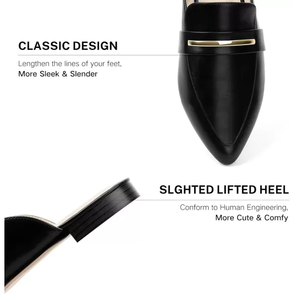 MUSSHOE Mules for Woman Pointed Toe Women's Bukle Mule Flat Slip-on Womens Mules Shoes Casual Fashion Party Work