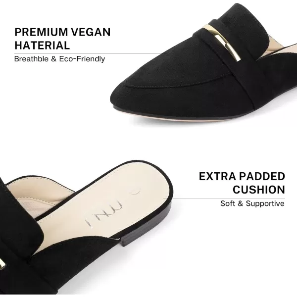 MUSSHOE Mules for Woman Pointed Toe Women's Bukle Mule Flat Slip-on Womens Mules Shoes Casual Fashion Party Work