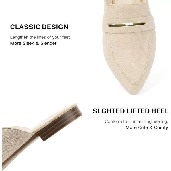 MUSSHOE Mules for Woman Pointed Toe Women's Bukle Mule Flat Slip-on Womens Mules Shoes Casual Fashion Party Work