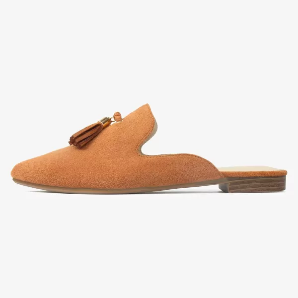 MUSSHOE Mules for Women Comfortable Pointed Toe Backless Slip-on Slides Loafer Flats with Tassels