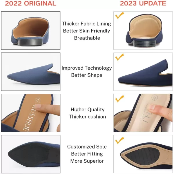 MUSSHOE Mules for Women Flats Comfortable Pointed Toe Women Mules
