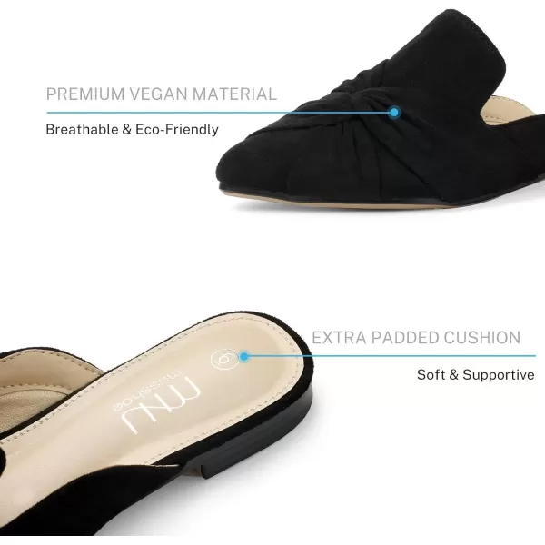 MUSSHOE Mules for Women Flats Comfortable Women Mules Backless Loafers with Knot
