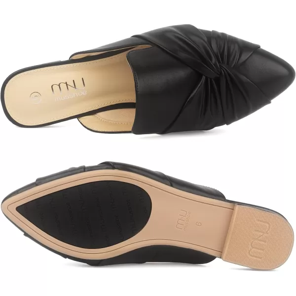 MUSSHOE Mules for Women Flats Comfortable Women Mules Backless Loafers with Knot