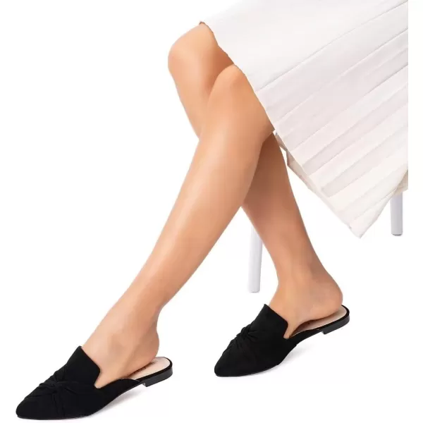 MUSSHOE Mules for Women Flats Comfortable Women Mules Backless Loafers with Knot