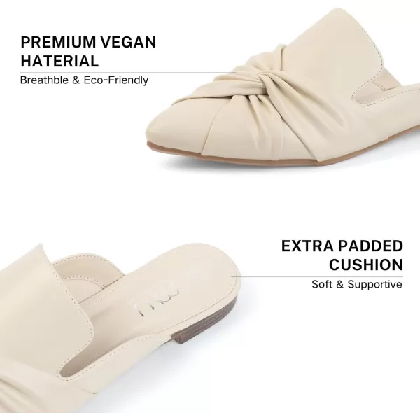 MUSSHOE Mules for Women Flats Comfortable Women Mules Backless Loafers with Knot