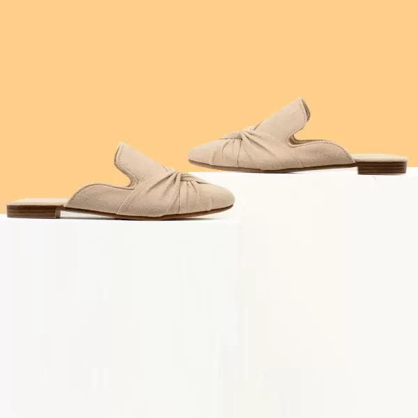 MUSSHOE Mules for Women Flats Comfortable Women Mules Backless Loafers with Knot