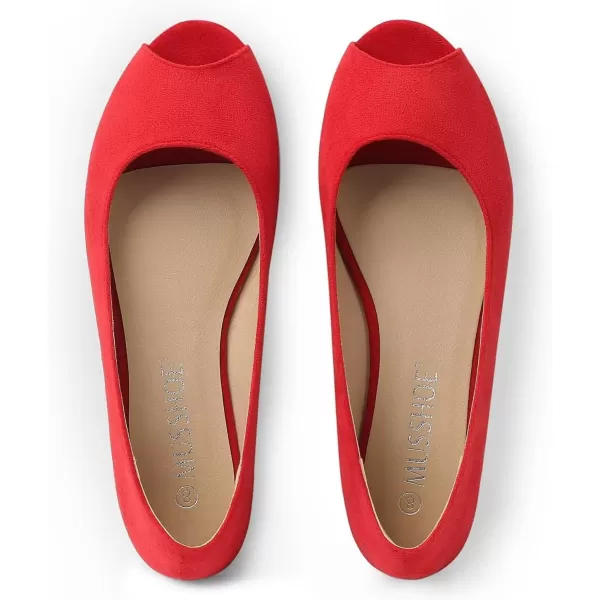 MUSSHOE Peep Toe Flat Shoes for Women