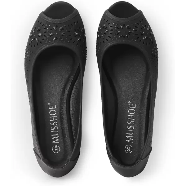 MUSSHOE Peep Toe Flat Shoes for Women