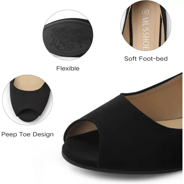 MUSSHOE Peep Toe Flat Shoes for Women