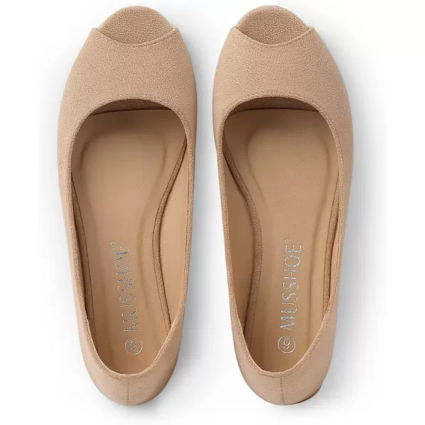MUSSHOE Peep Toe Flat Shoes for Women