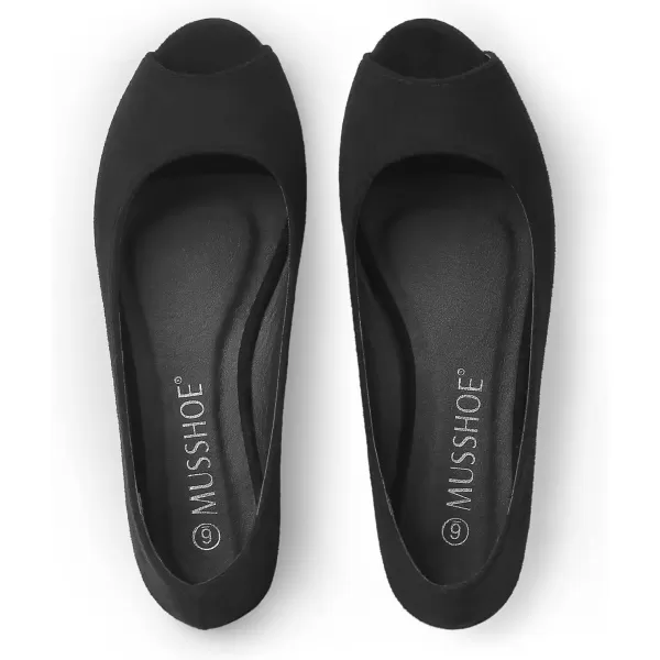 MUSSHOE Peep Toe Flat Shoes for Women