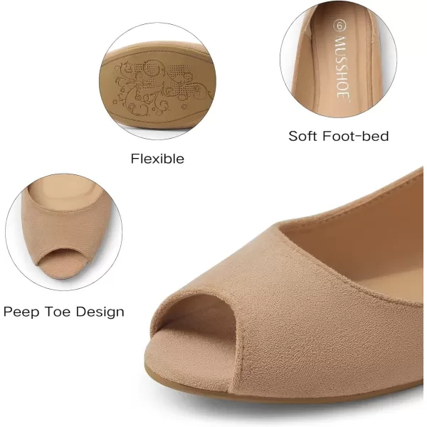MUSSHOE Peep Toe Flat Shoes for Women