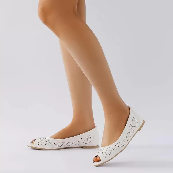 MUSSHOE Peep Toe Flat Shoes for Women