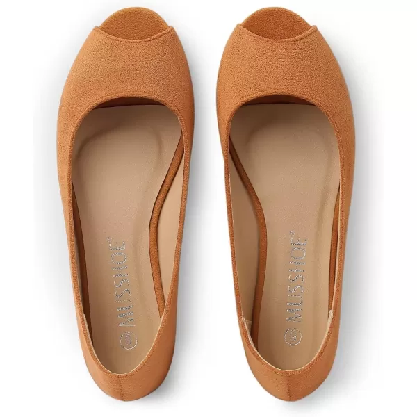 MUSSHOE Peep Toe Flat Shoes for Women