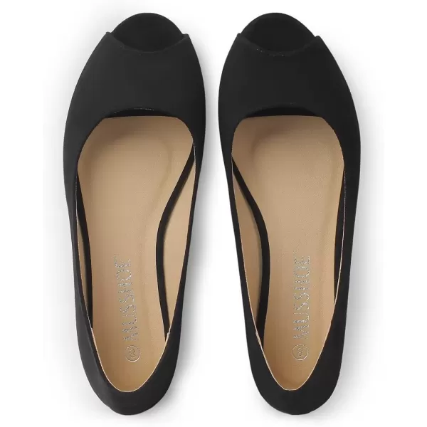 MUSSHOE Peep Toe Flat Shoes for Women