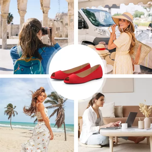MUSSHOE Peep Toe Flat Shoes for Women