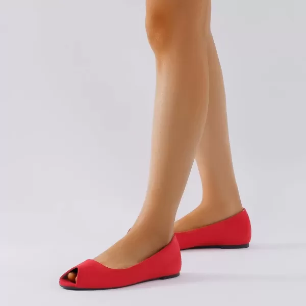 MUSSHOE Peep Toe Flat Shoes for Women