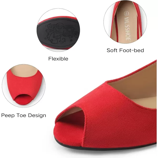 MUSSHOE Peep Toe Flat Shoes for Women