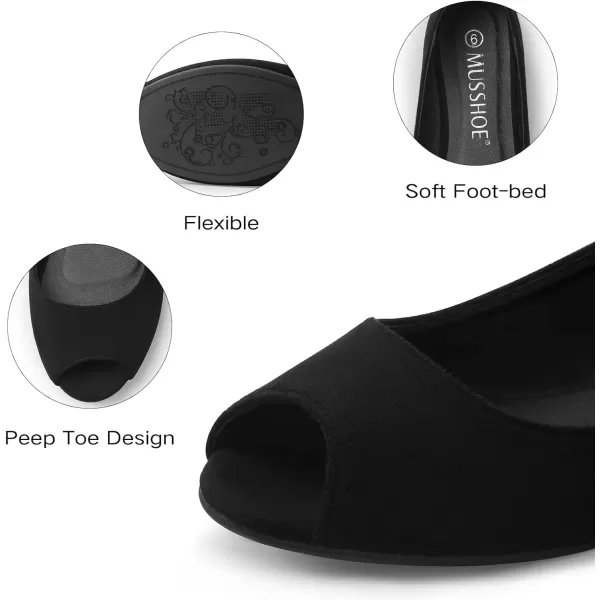 MUSSHOE Peep Toe Flat Shoes for Women