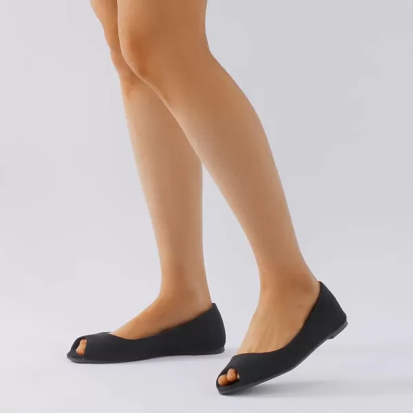 MUSSHOE Peep Toe Flat Shoes for Women