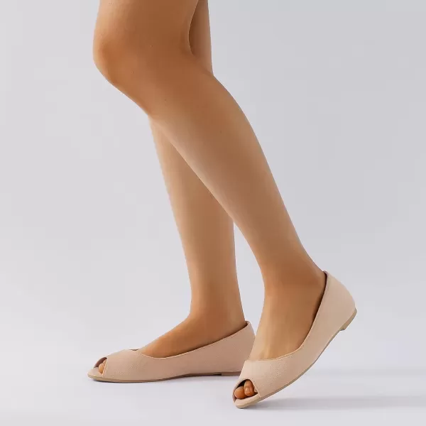 MUSSHOE Peep Toe Flat Shoes for Women