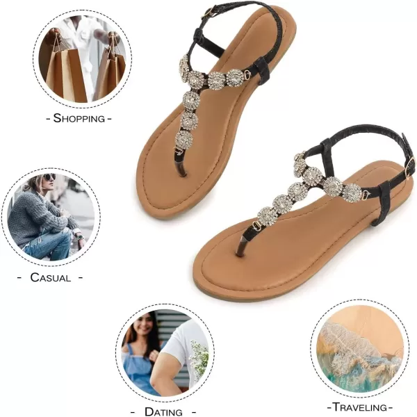 MUSSHOE Sandals for Women Dressy Summer Rhinestone Sandals for Women