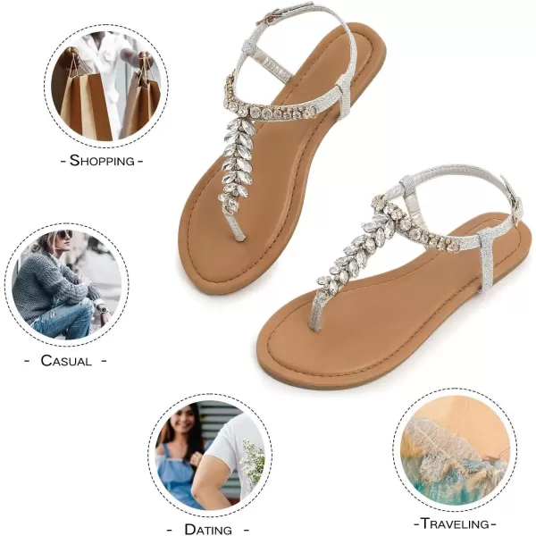 MUSSHOE Sandals for Women Dressy Summer Rhinestone Sandals for Women