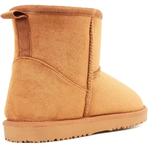 MUSSHOE Winter Boots for Women Classic Snow Boots Waterproof Cow Suede Leather Slip on Booties Fur Lined Warm Boots Comfortable Mid Calf Boots