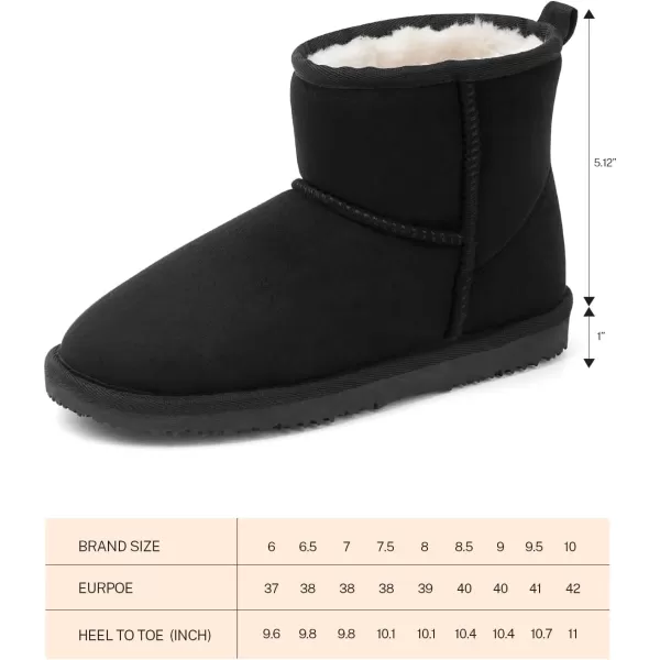 MUSSHOE Winter Boots for Women Classic Snow Boots Waterproof Cow Suede Leather Slip on Booties Fur Lined Warm Boots Comfortable Mid Calf Boots