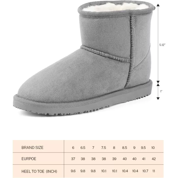 MUSSHOE Winter Boots for Women Classic Snow Boots Waterproof Cow Suede Leather Slip on Booties Fur Lined Warm Boots Comfortable Mid Calf Boots