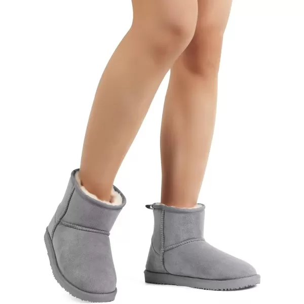 MUSSHOE Winter Boots for Women Classic Snow Boots Waterproof Cow Suede Leather Slip on Booties Fur Lined Warm Boots Comfortable Mid Calf Boots